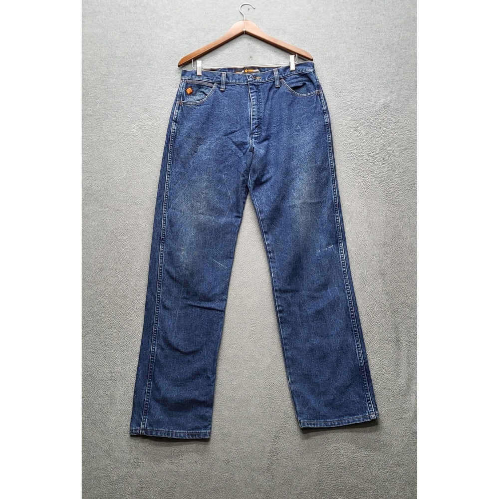 Wrangler FR Men Jeans 34X34 Blue Denim 13MWZ Cowboy Cut Original Fit READ